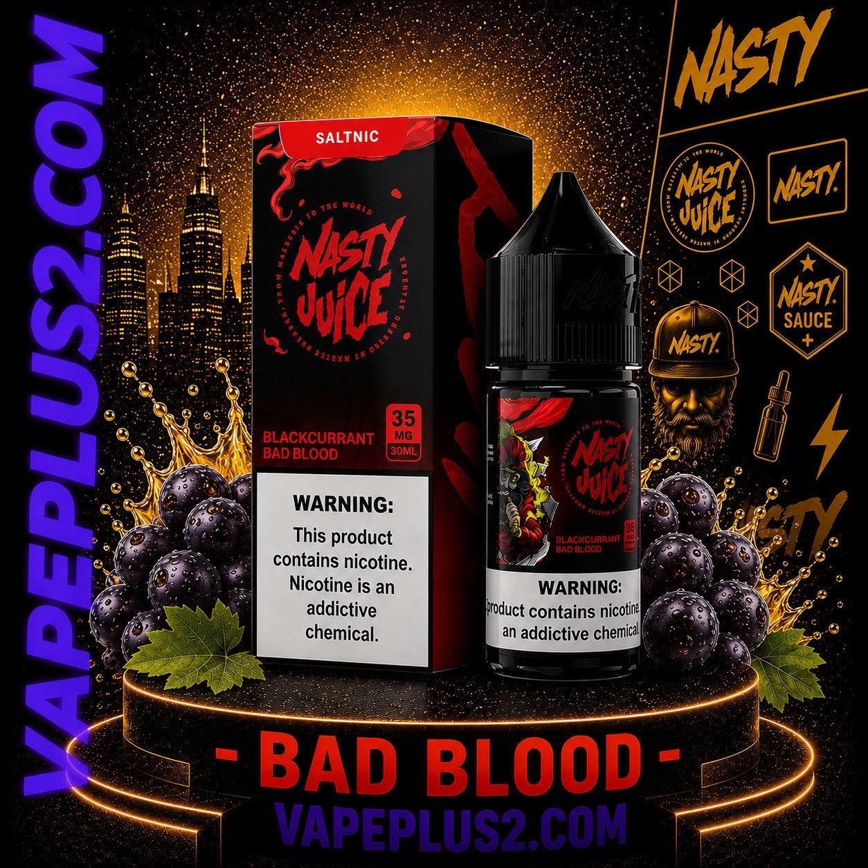 نیکوتین سالت بد بلاد انگور فرنگی نستی | Bad Blood Nasty SALT Strawberry Grape