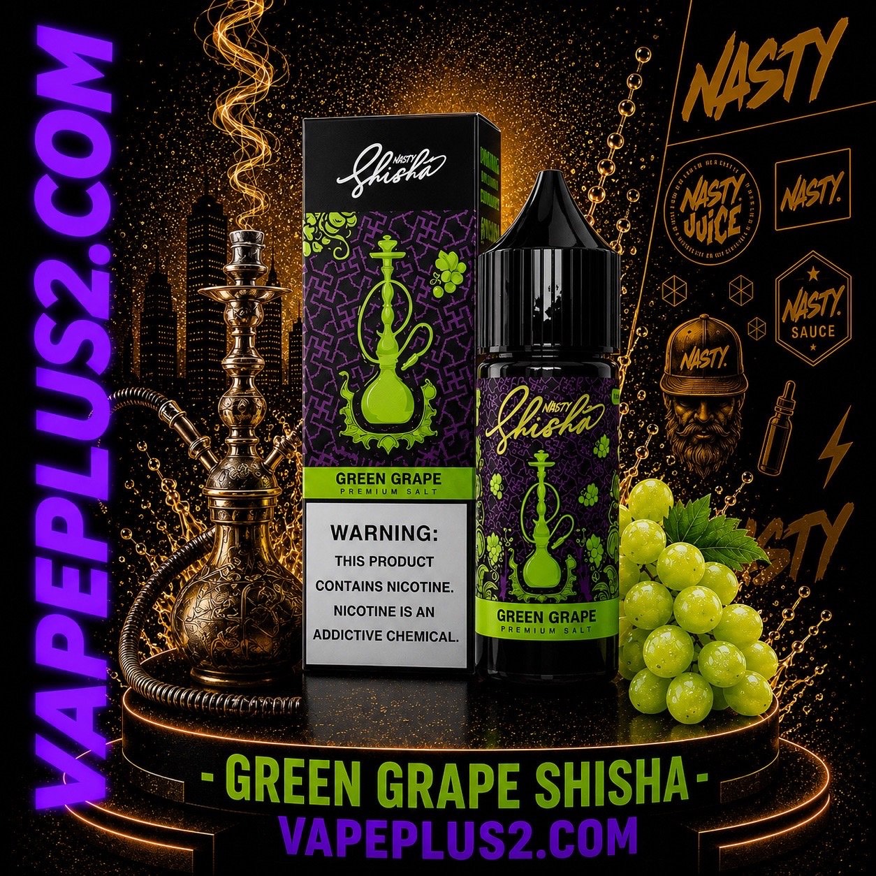 نیکوتین سالت قلیانی انگور سبز نستی | NASTY SHISHA GREEN GRAPE