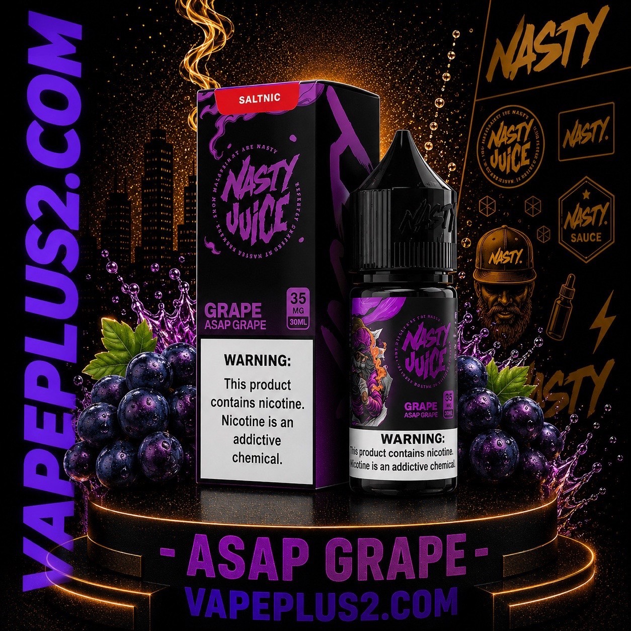 نیکوتین سالت نستی انگور سیاه یخ | NASTY ASAP grape ice