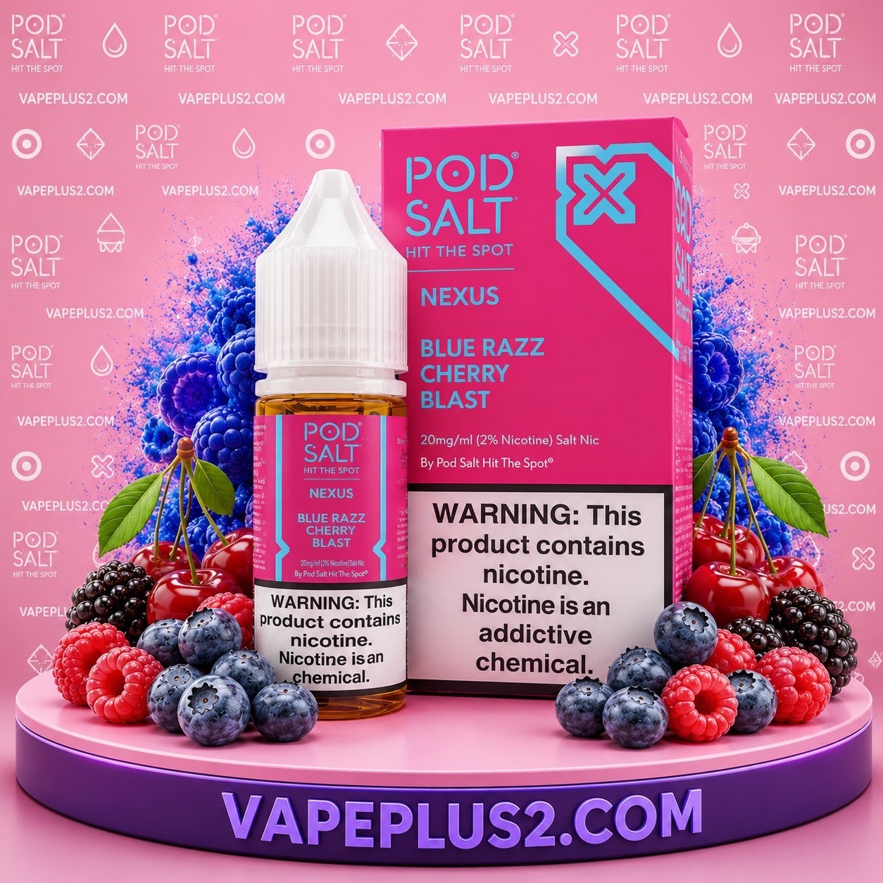 نیکوتین سالت تمشک آبی گیلاس یخ پاد سالت | POD SALT BLUE RAZZ CHERRY BLAST