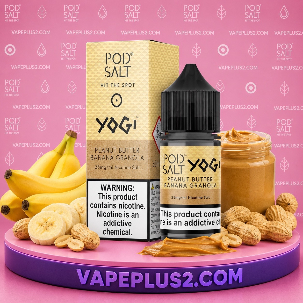 سالت نیکوتین پاد سالت کره بادام زمینی موز | Pod Salt Peanut Butter Banana Granola