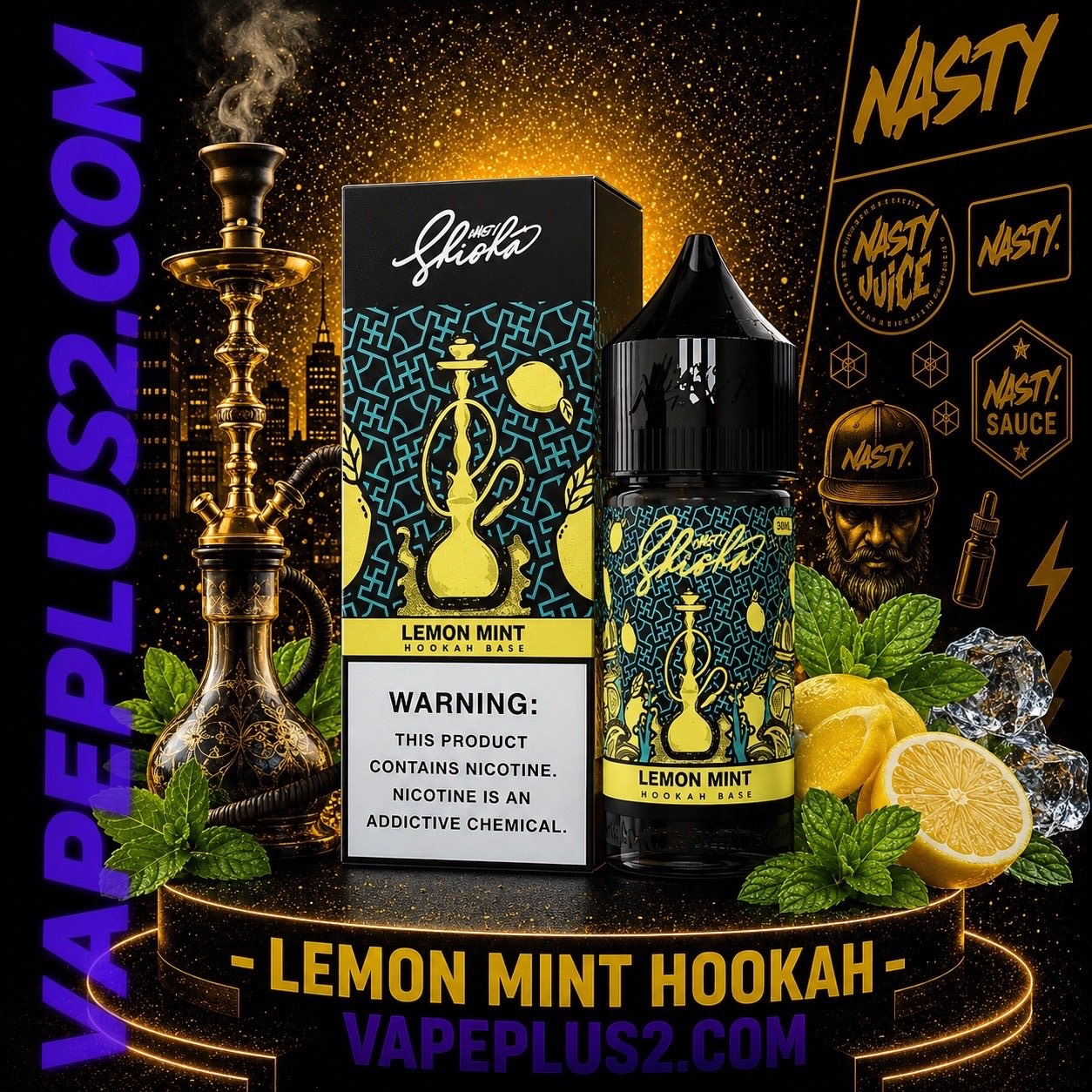 نیکوتین سالت قلیانی لیمو نعناع نستی | Nasty Shisha Lemon Mint Salt (30ml)
