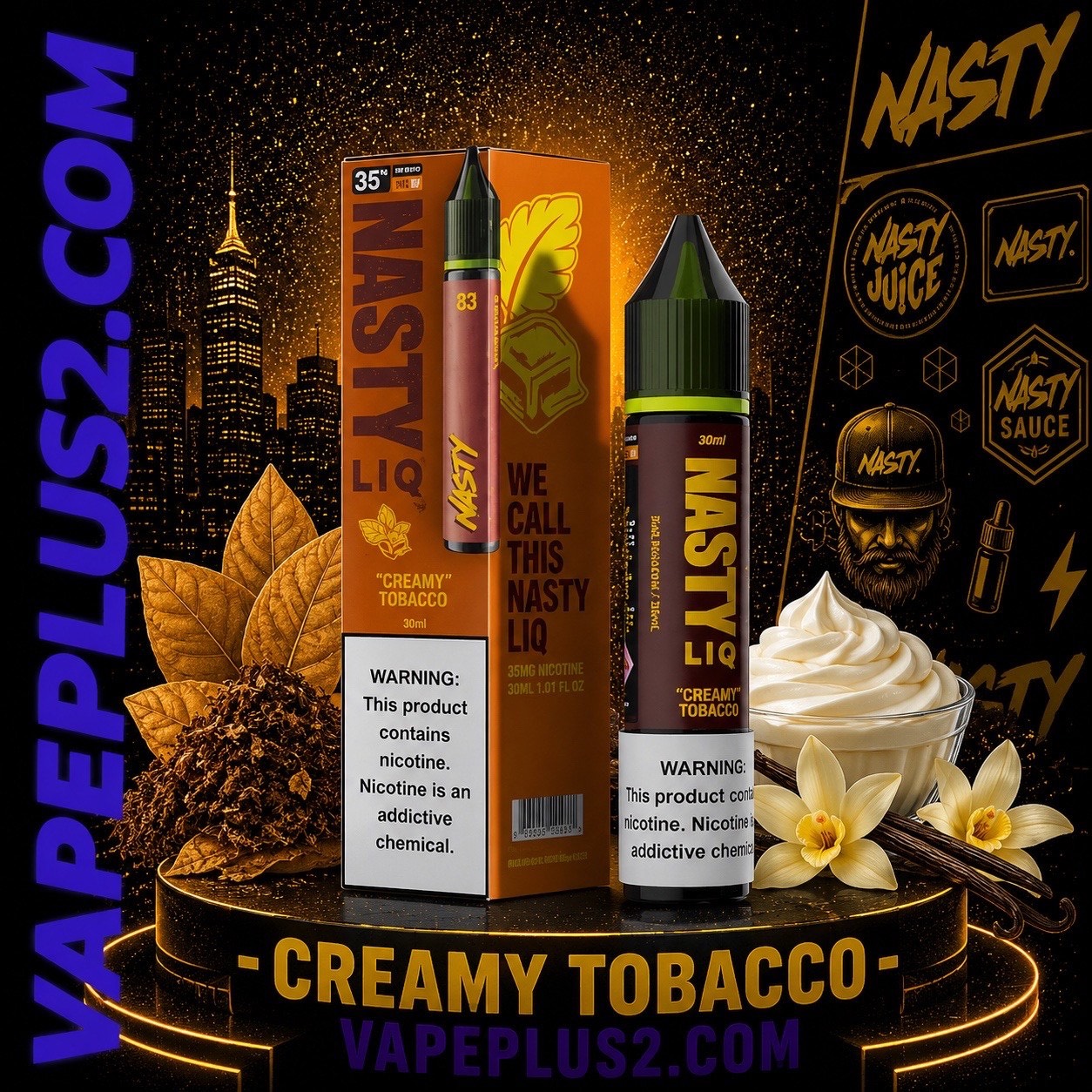 نیکوتین سالت تنباکو کارامل خامه نستی | Nasty LIQ Creamy Tobacco Salt (30ml)