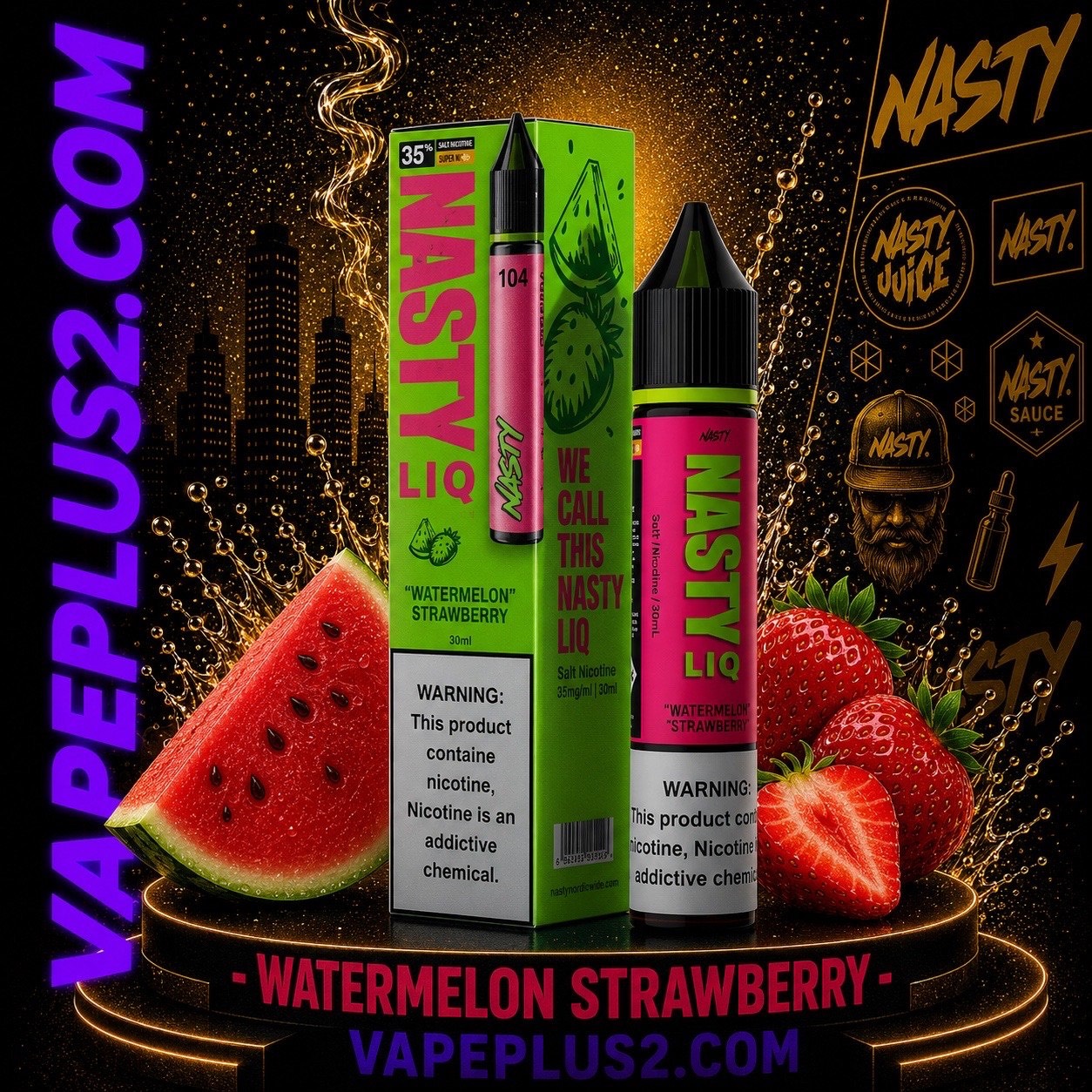 نیکوتین سالت هندوانه توتفرنگی نستی | Nasty LIQ Watermelon Strawberry