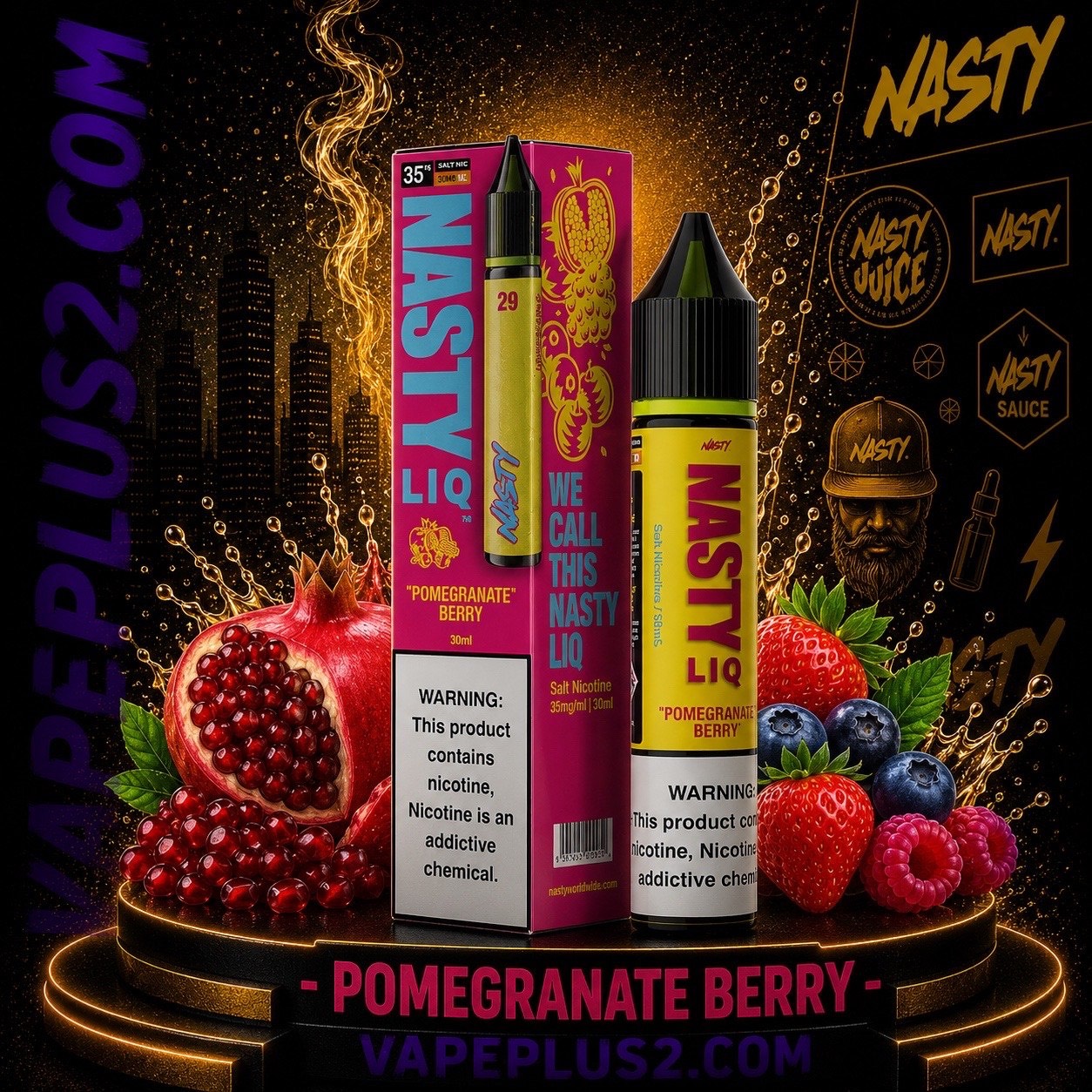 نیکوتین سالت انار میکس بری نستی | Nasty LIQ Pomegranate Berry Salt