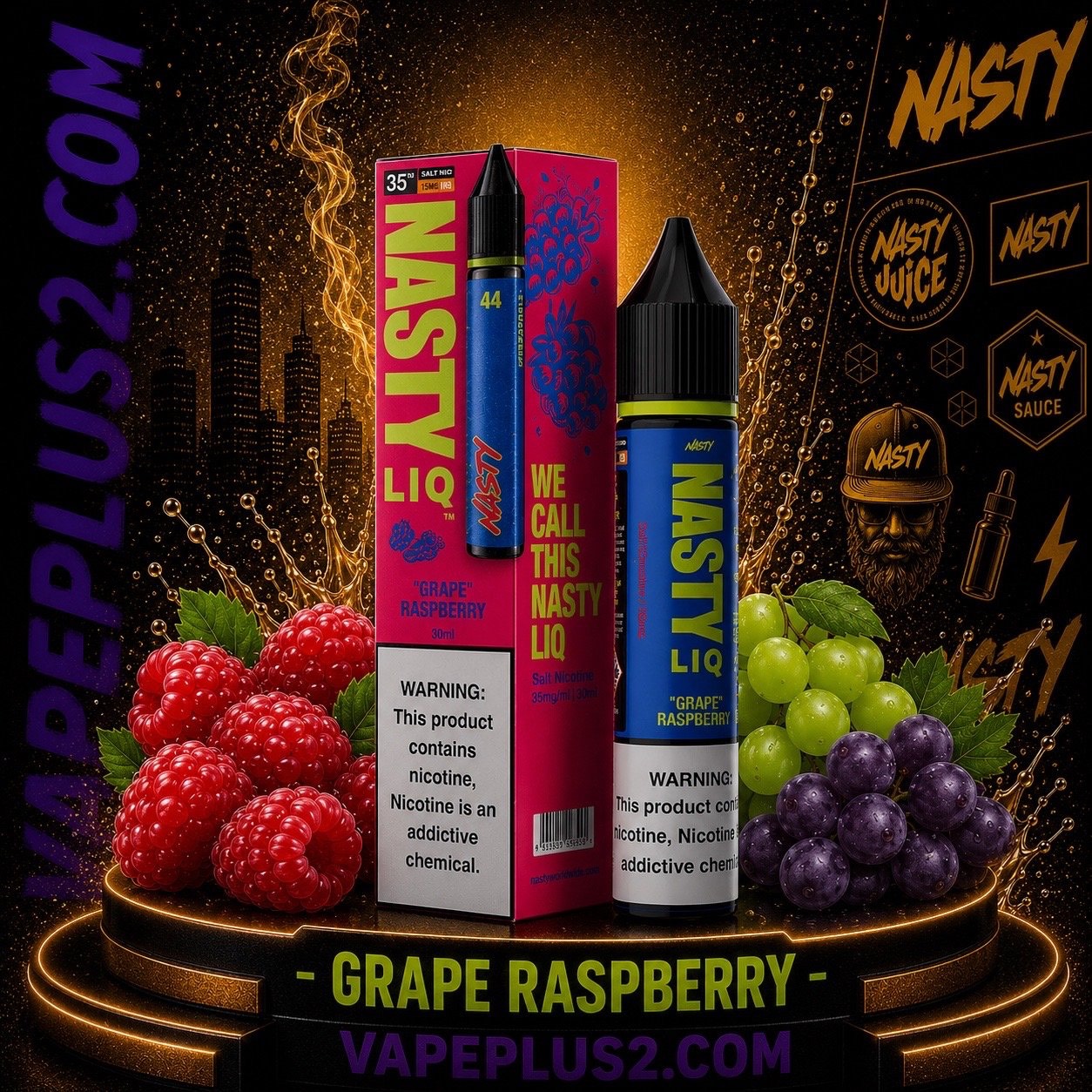 نیکوتین سالت انگور رزبری نستی | Nasty LIQ Grape Raspberry Salt