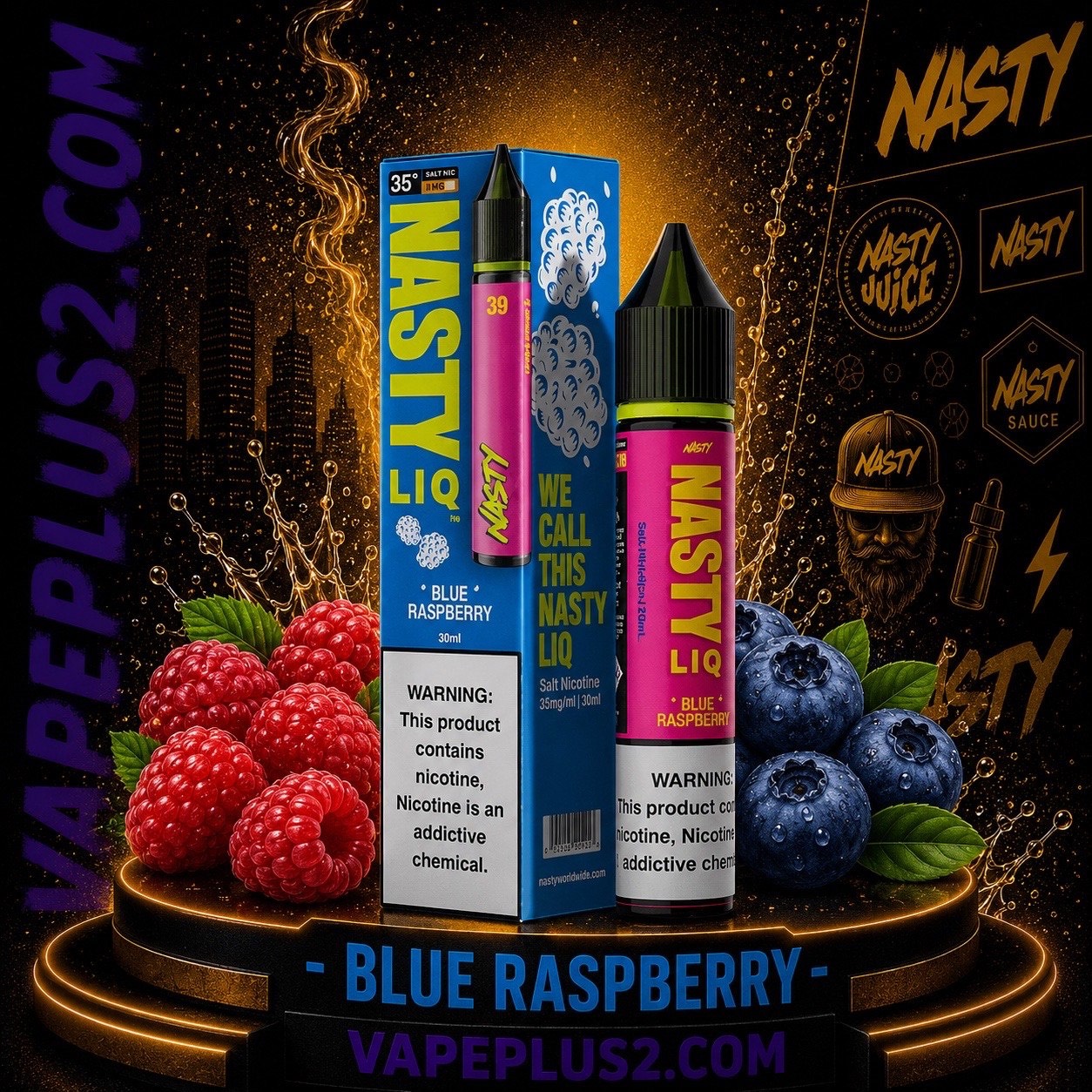 نیکوتین سالت بلوبری رزبری نستی | Nasty LIQ Blue Raspberry Salt