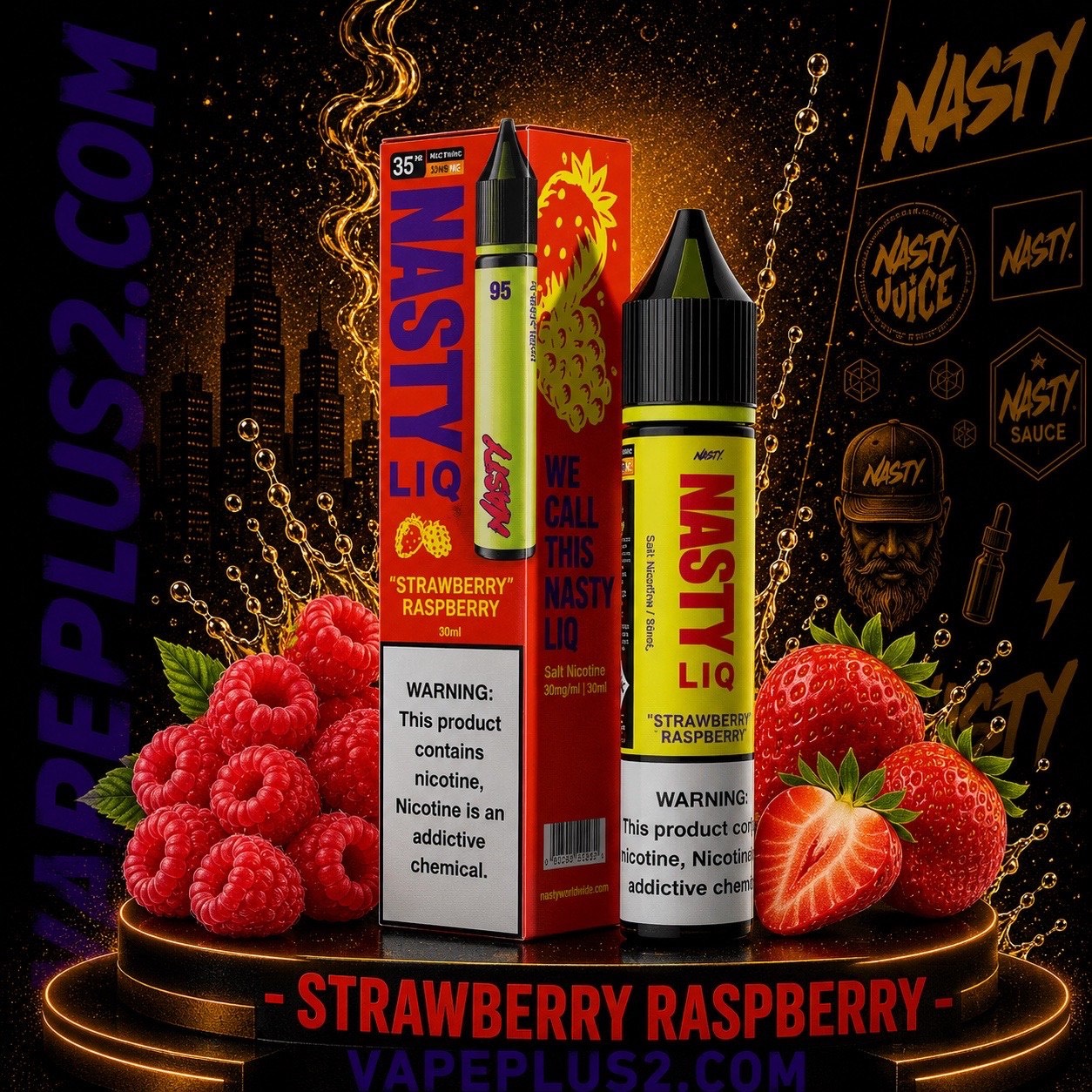 نیکوتین سالت توتفرنگی رزبری نستی | Nasty LIQ Strawberry Raspberry Salt