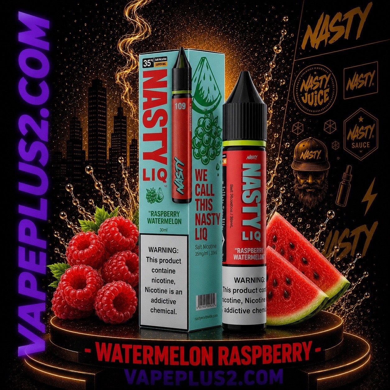 نیکوتین سالت رزبری هندوانه نستی | Nasty LIQ Raspberry Watermelon Salt