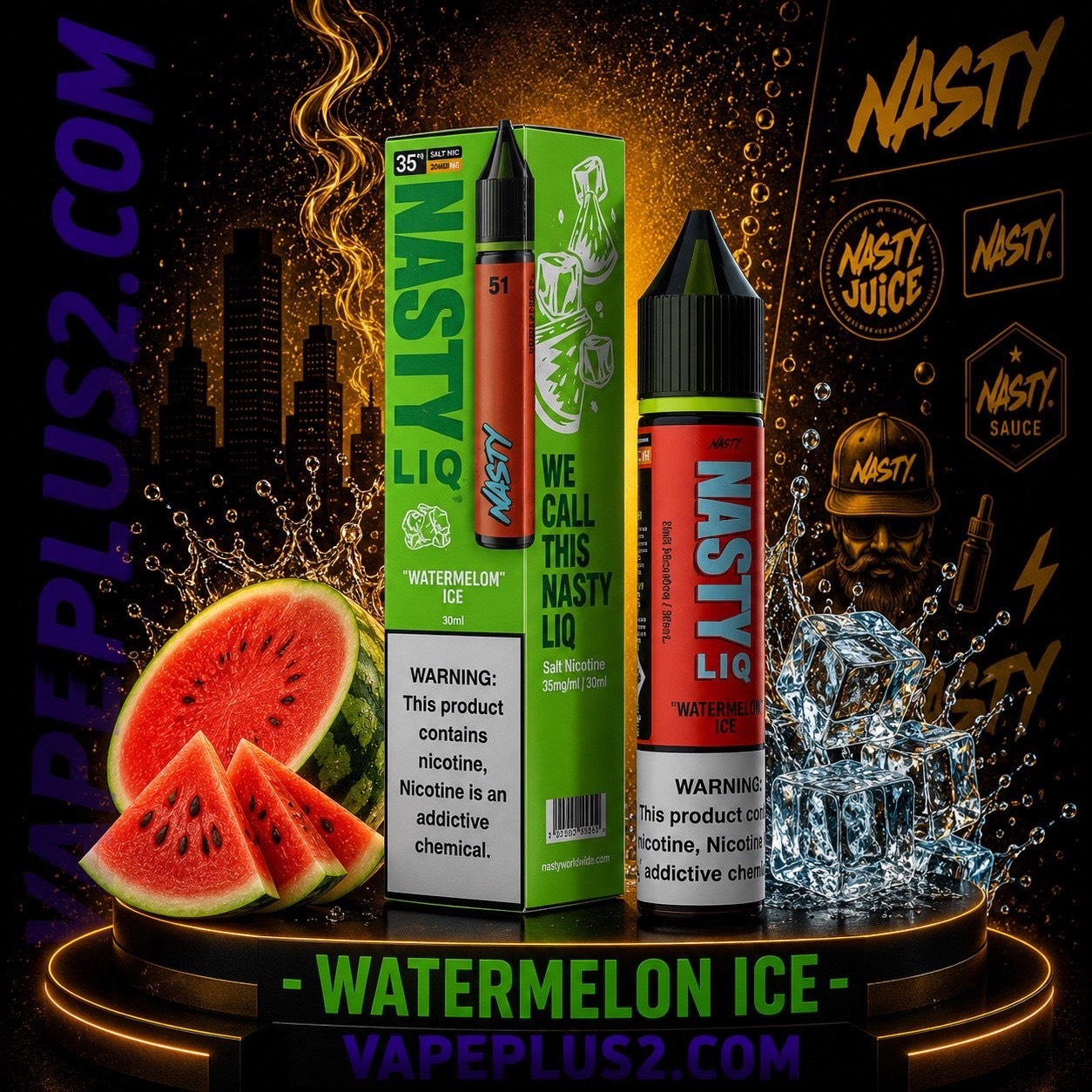نیکوتین سالت هندوانه یخ نستی | Nasty LIQ Watermelon Ice Salt