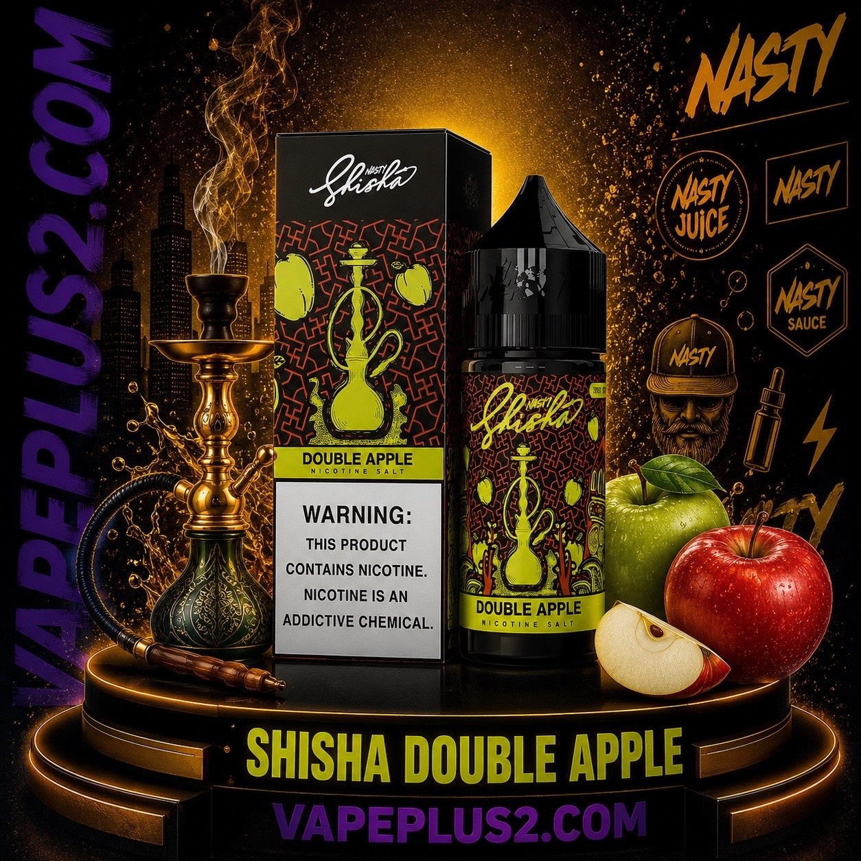 سالت قلیانی دو سیب نستی | Nasty Shisha Double Apple