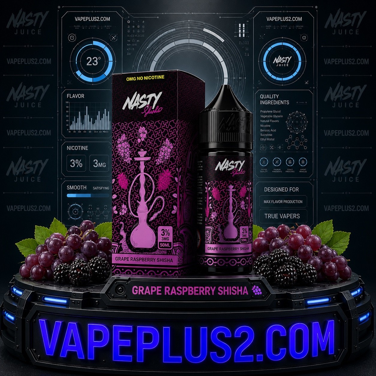 جویس قلیانی نستی تمشک انگور | NASTY SHISHA GRAPE RASPBERRY