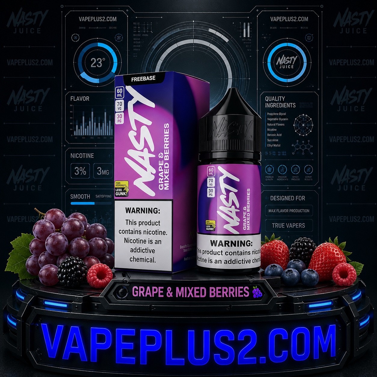 سالت نستی انگور بلوبری تمشک | NASTY PODMATE GRAPE & MIX BERRIES