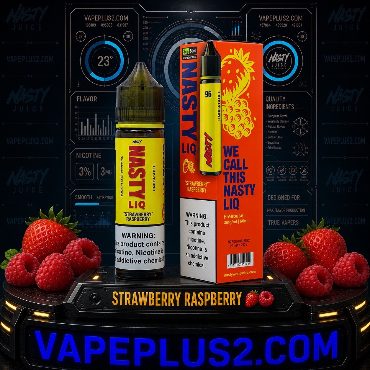 جویس توتفرنگی رزبری نستی | NASTY STRAWBERRY RASPBERRY