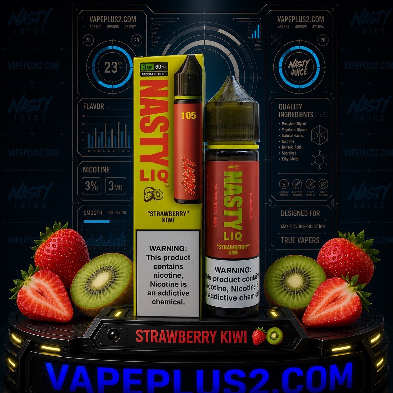 ایجوس توتفرنگی کیوی نستی | NASTY LIQ STRAWBERRY KIWI