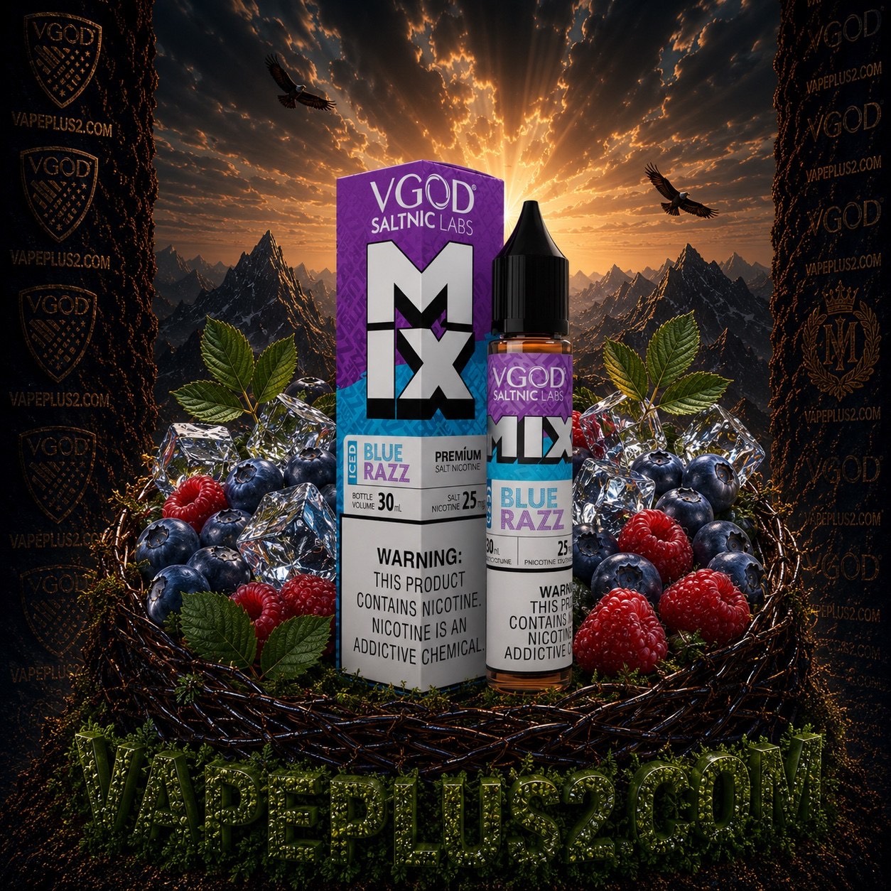 سالت نیکوتین بلوبری تمشک یخ ویگاد | VGOD Mix Iced Blue Razz