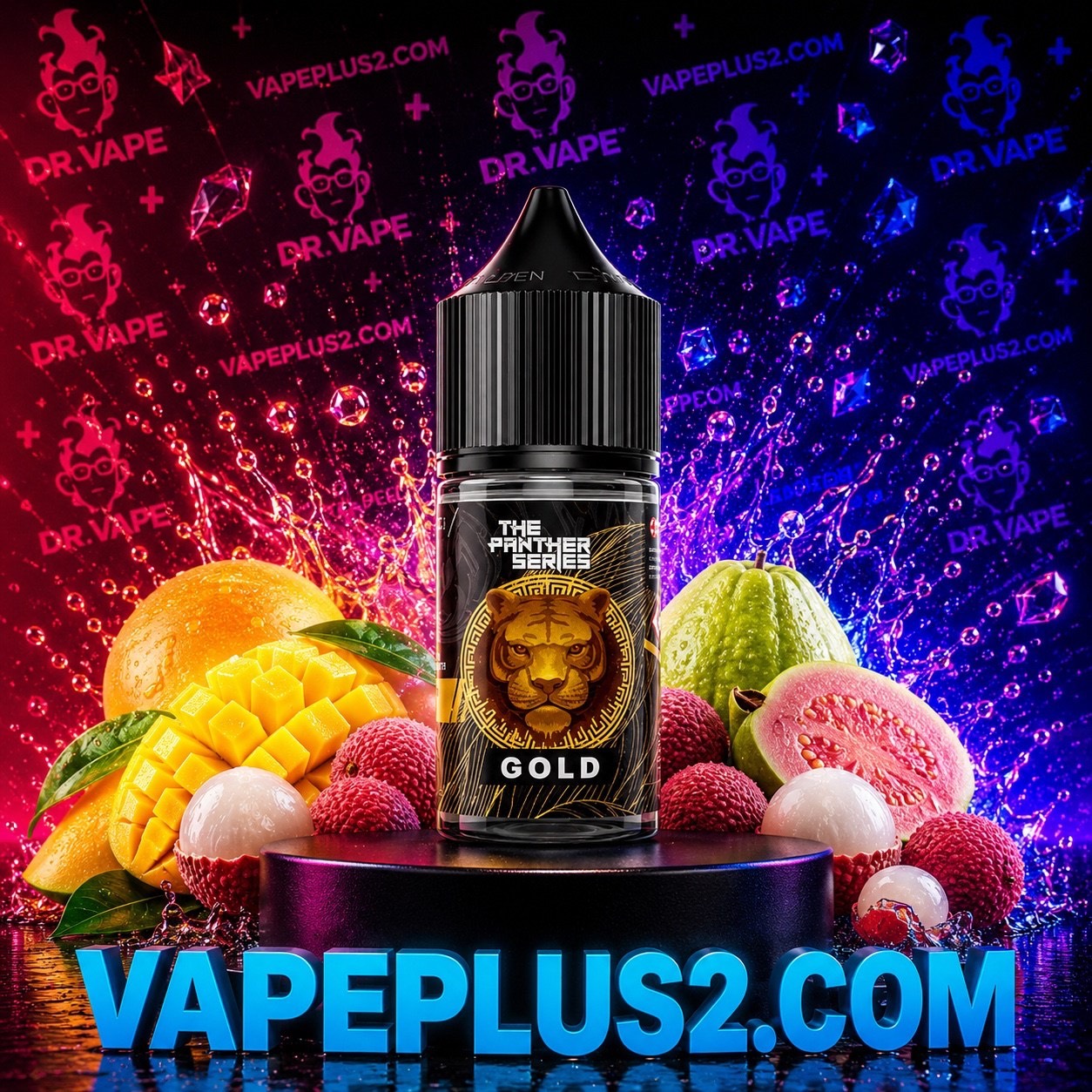سالت نیکوتین لیچی انبه گوآوا دکتر ویپ | Dr Vapes Gold Salt Nic